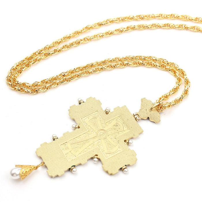 Wholesale Crown Tag Cross Pendant Sweater Necklace JDC-NE-ShaoH013