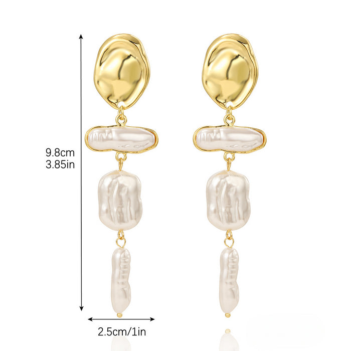 Wholesale Irregular Long Pearl Earrings JDC-ES-ManY052