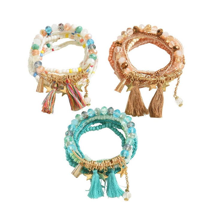 Wholesale Bohemian Beaded Multi-layer Tassel Star Bracelet JDC-BT-Bais001