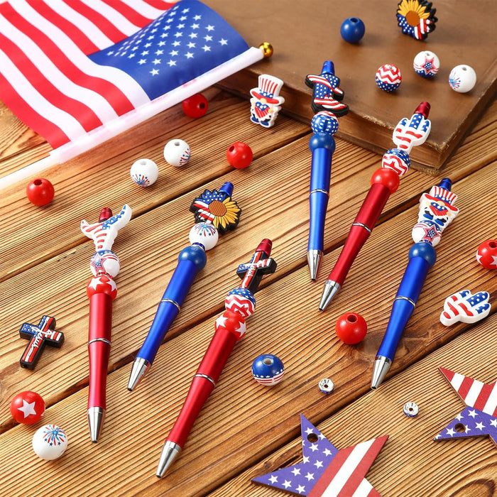 Wholesale Independence Day Beadable Pens DIY for Beadable Plastic Pen JDC-BP-Huah005