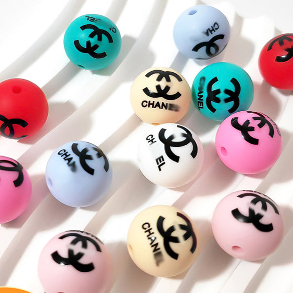 Wholesale 20PCS Round Printed Silicone Beads JDC-BDS-YuMo015