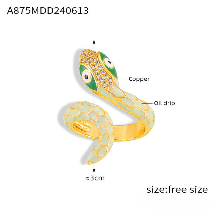 Wholesale Snake Shape Glazed Copper Material Open Ring JDC-RS-MiLi001