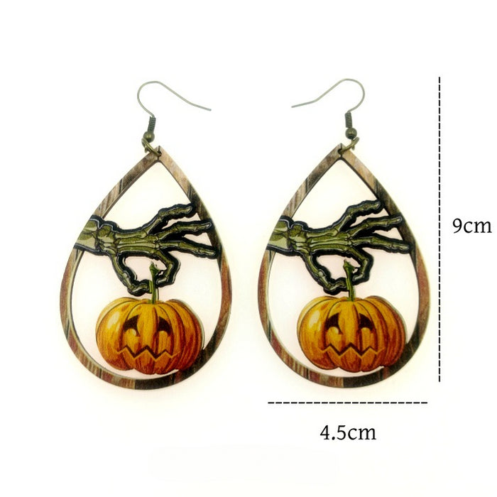 Wholesale Halloween Wooden Print Earrings JDC-ES-Yinxue001