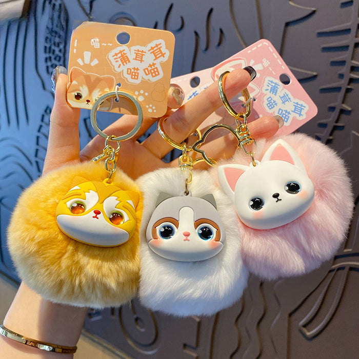 Wholesale Rabbit Fur Cat Doll Keychain JDC-KC-BaiM081