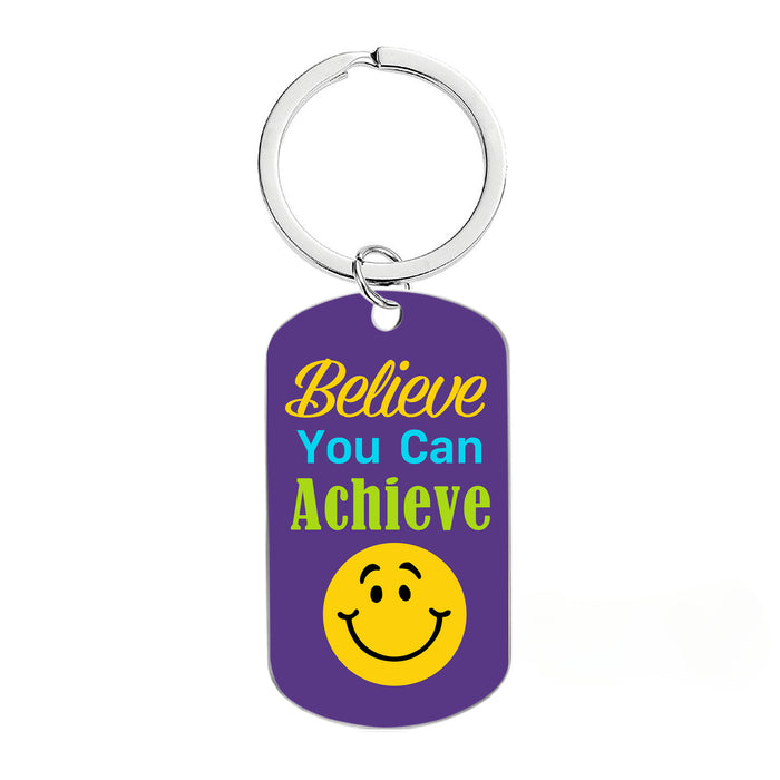 Wholesale Motivational Positive Metal Color Printing Keychains JDC-KC-GangGu053