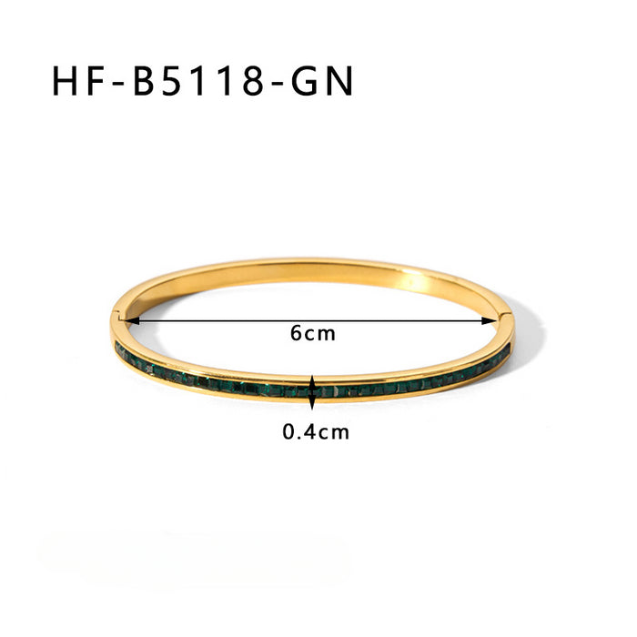 Wholesale Stainless Steel 18k Gold Plated Circle Inlaid Zircon Diamond Bracelet JDC-BT-XiongYue002