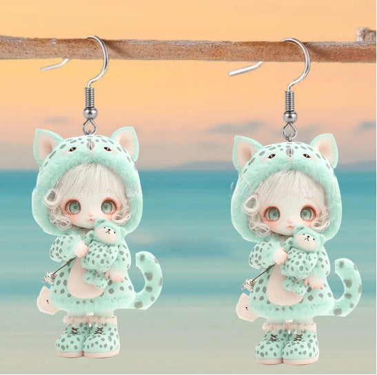 Wholesale Acrylic Cartoon Girl Earrings JDC-ES-Zhanh005