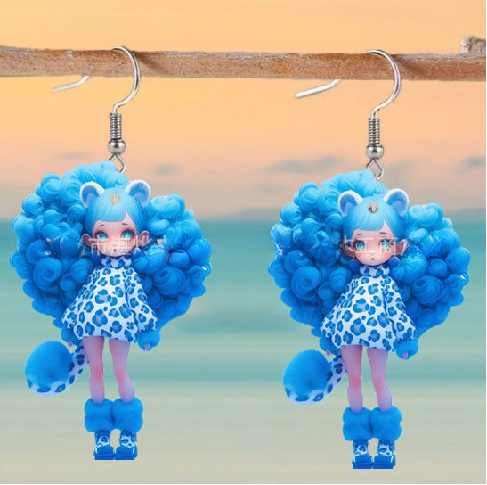 Wholesale Acrylic Cartoon Girl Earrings JDC-ES-Zhanh005