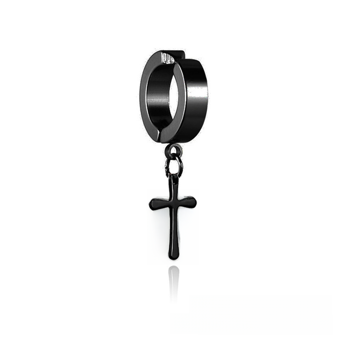 Wholesale Ear clip without ear hole, cross pendant earrings, student titanium steel earrings