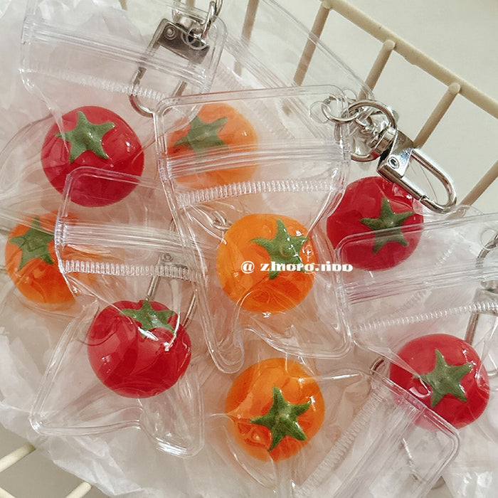 Wholesale 3D Cherry Tomato Keychain Bag Charm Cute Red Resin Phone Pendant Pastoral Fashion Accessory Boutique Resale Gift