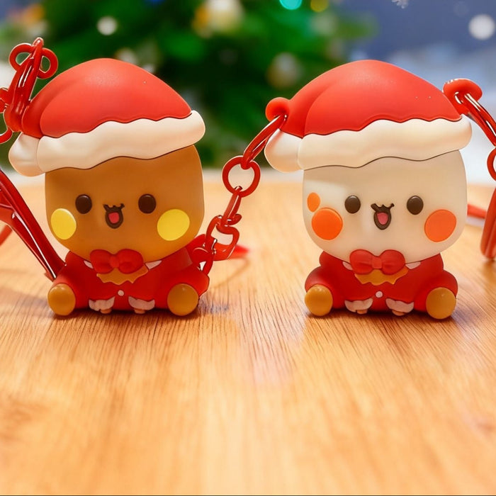 Wholesale PVC Christmas Bag Charm Keychain Cute Couple Pendant Holiday Gift MOQ≥10