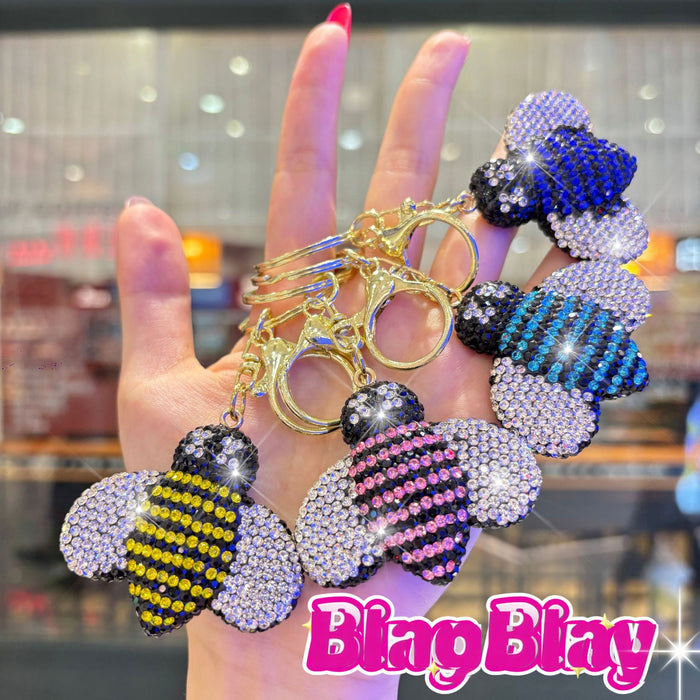 Wholesale 3D Rhinestone Bee Keychain For Women Party Bag Charm Decorative Accessory