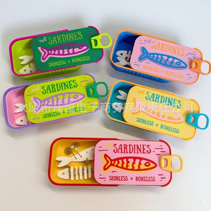 Wholesale Plastic Sardine Tin Jewelry Box Fishbone Earring Organizer European Style Boutique Resale
