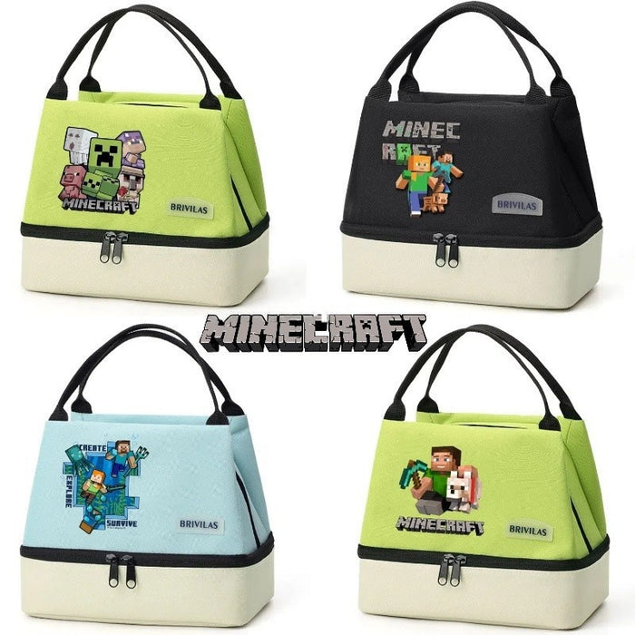 Wholesale Cartoon Double Layer Insulated Lunch Bag Oxford Fabric Picnic Tote Casual Outing Gift