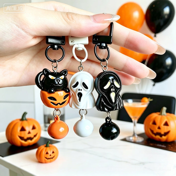 Wholesale  3D Skull Skeleton Pumpkin Keychain Charm Gothic Trendy Bag Phone Chain Accessory For Purse Backpack Or Car Key Resale Gift