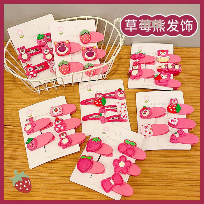 Wholesale Strawberry Bear Hair Clip - Stylish Cartoon Resin Hair Accessory for Everyday Styling Gift