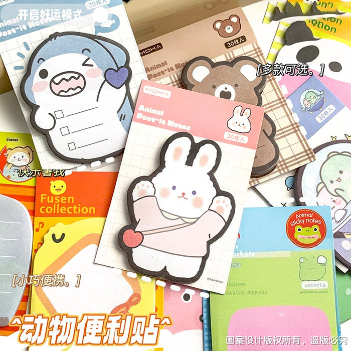 Wholesale Cute Animal-Shaped Sticky Notes - 30 Sheets Cartoon Notepad for Everyday Use minimum quantity: 2