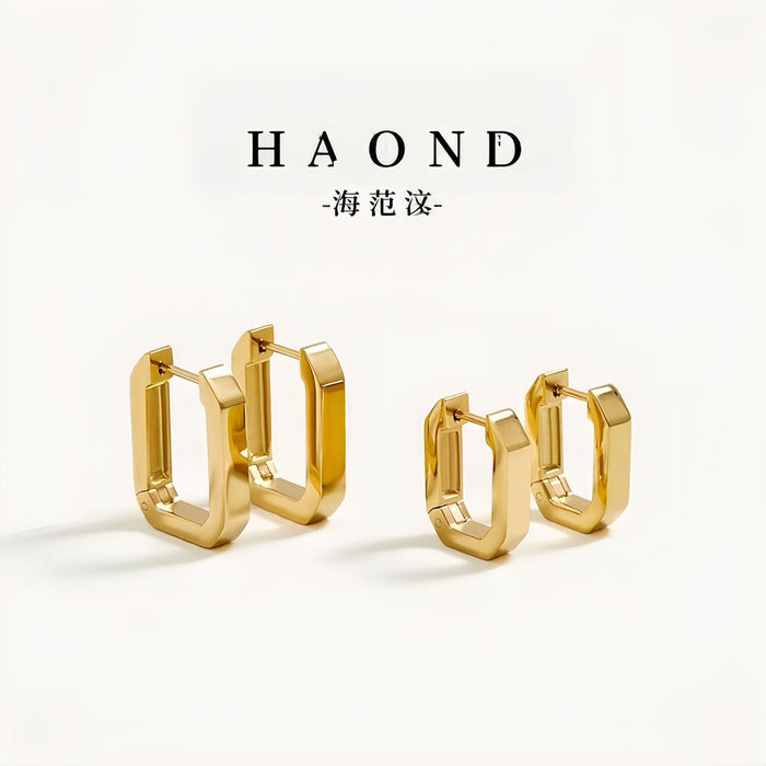 Wholesale Minimalist Non-Fading Earrings for Women Niche Design Rectangular Cold Style New Hot Style Accessible Luxury Earrings Ear Buckles