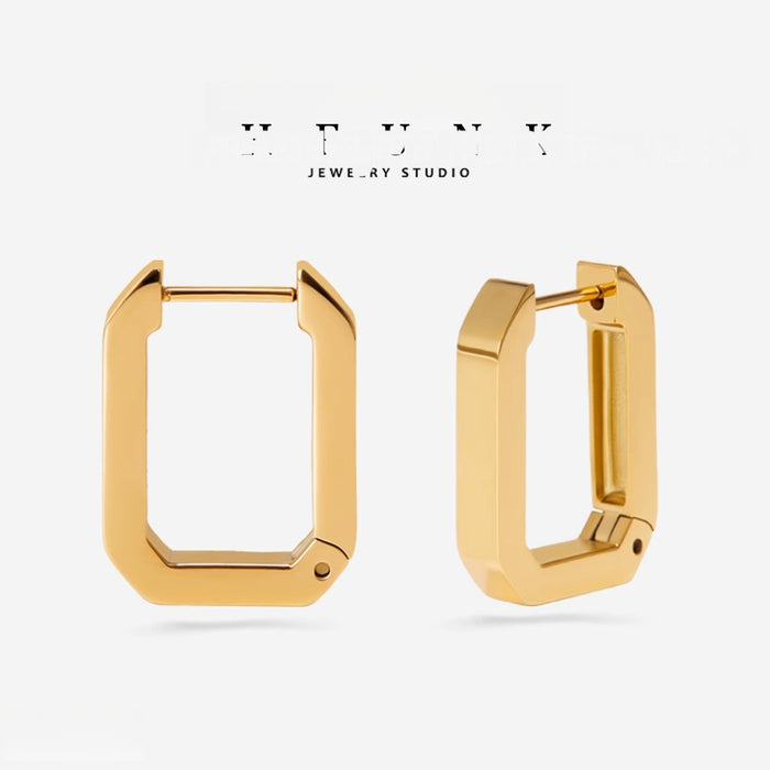 Wholesale Minimalist Non-Fading Earrings for Women Niche Design Rectangular Cold Style New Hot Style Accessible Luxury Earrings Ear Buckles