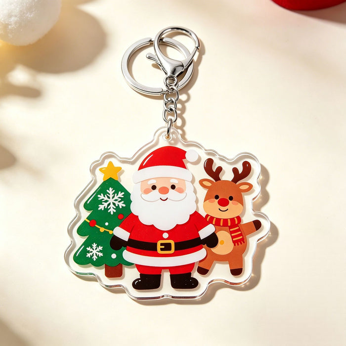 Wholesale Christmas Design Bear and Santa Acrylic Keychain Trendy Bag Charm Gift Accessory MOQ≥2