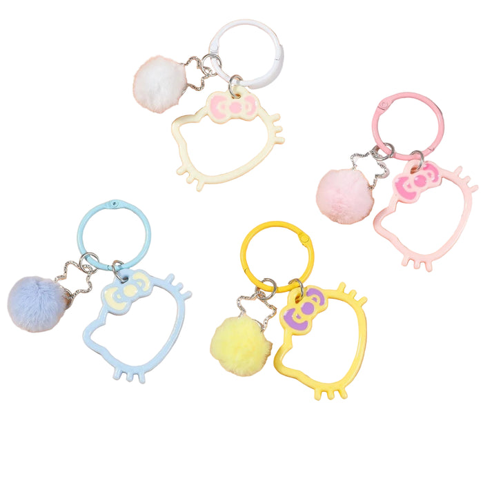 Wholesale Blue Plastic Cat Head Keychain Hollowed Out Cute Bag Charm For Backpack Birthday Gift