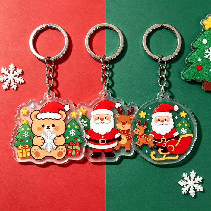 Wholesale Christmas Design Bear and Santa Acrylic Keychain Trendy Bag Charm Gift Accessory MOQ≥2