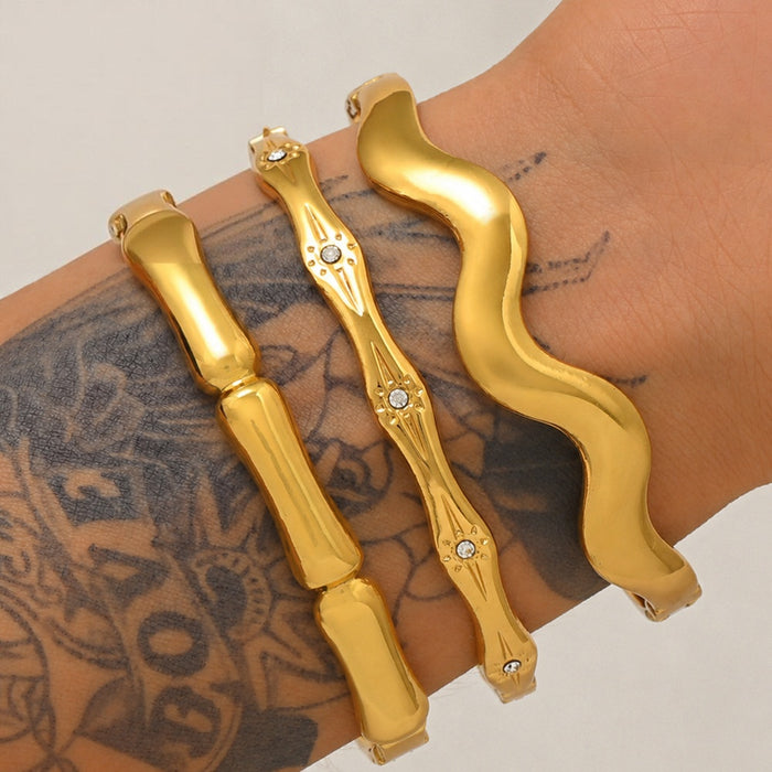 Wholesale Stylish Titanium Steel Bangle Bracelet For Women White Diamond Row Design Ins Style Jewelry Accessory