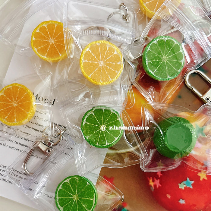 Wholesale Pastoral Style Resin Half Lemon Keychain Bag Charm Decorative Accessory