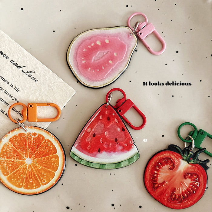 Wholesale Acrylic Fruit Slice Keychain Decorative Pendant Fashion Accessory For Girls Gift