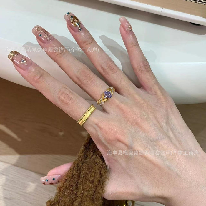 Wholesale vintage middle ancient bauhinia all over the sky star light luxury high sense open ring ring ring