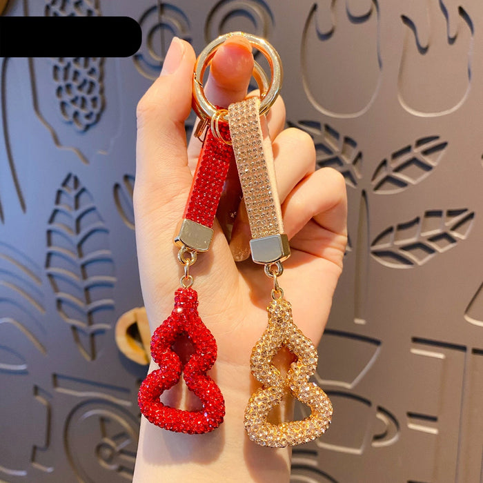Wholesale Resin Rhinestone Gourd Keychain Charm Creative Hollow Design Car Key Accessory