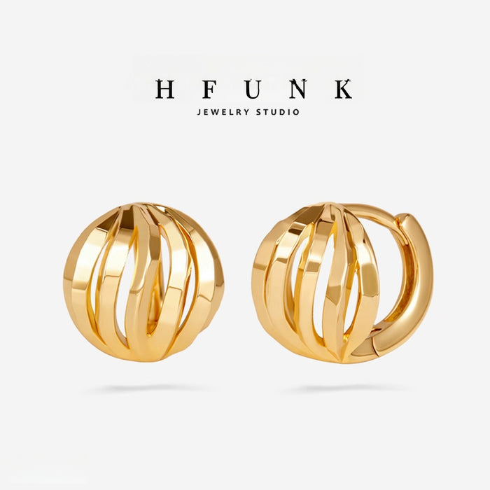 Wholesale Retro Hollow Ball Earrings Gold Copper Fashion Accessory For Women Stylish Party Gift