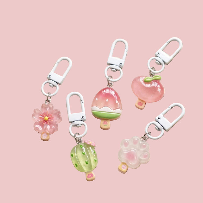 Wholesale Cute Ice Cream Keychain Plastic Color Bag Charm Car Key Accessory Fashion Gift For Women Girls