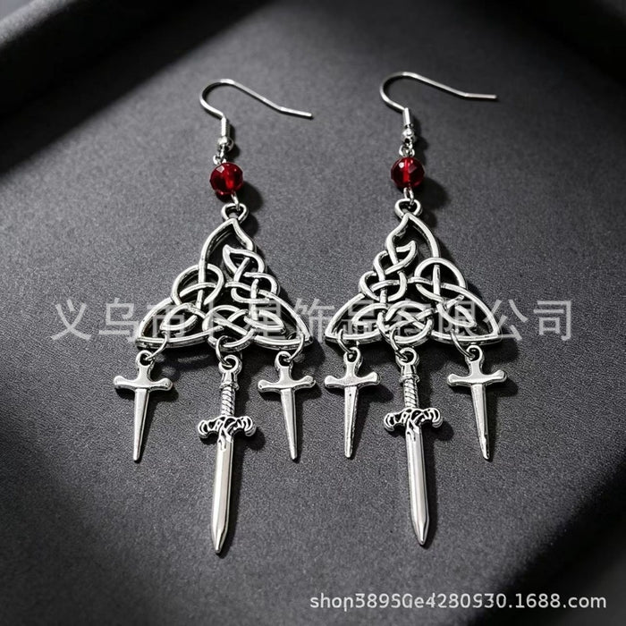 Wholesale Gothic Punk Silver Tone Cross Filigree Earrings Trendy  Jewelry Accessory Boutique Resale