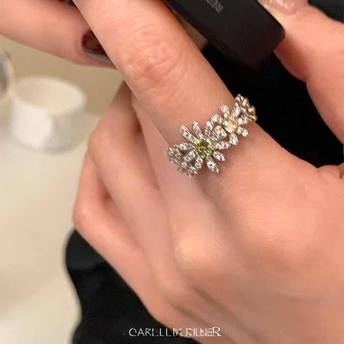 Wholesale Light Luxury Full Diamond  Ring Early Spring Niche High-End Index Finger Ring Gentle Retro Ring