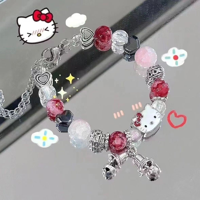 Wholesale Pink Beaded HK Cat Bracelet Fashion Jewelry Accessory Boutique Gift for Women
