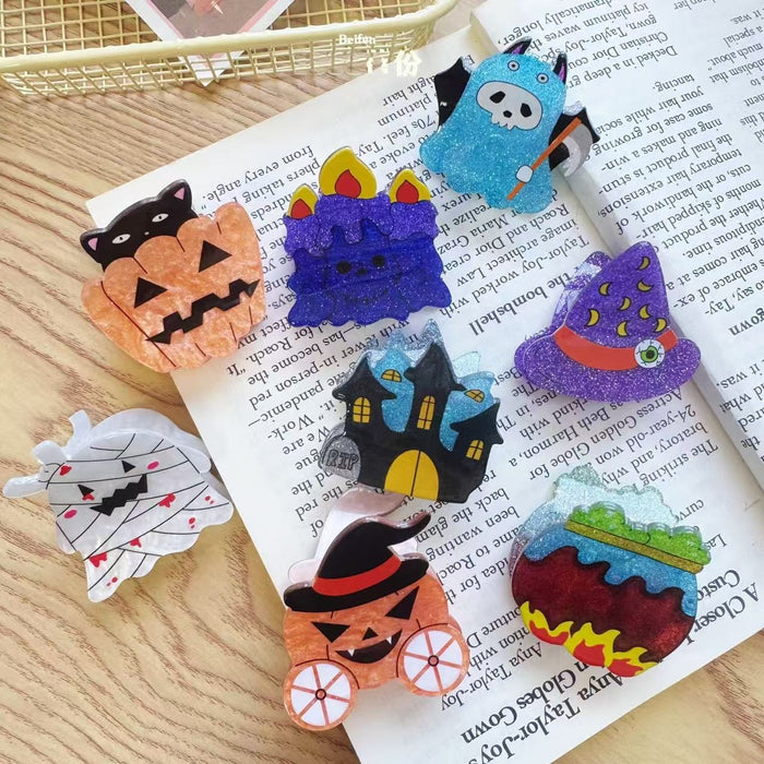 Wholesale  Cartoon Hair Claw Clips Pumpkin Skull Ghost Design Party Hair Accessory