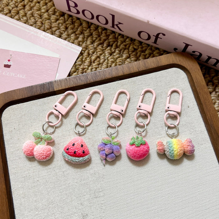 Wholesale Plastic Resin Rainbow Fruit Keychain Decorative Accessory MOQ≥2