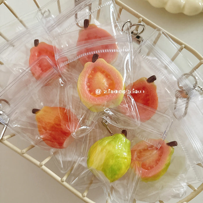 Wholesale Simulated Guava Fruit Keychain Bag Charm Decorative Accessory Gift