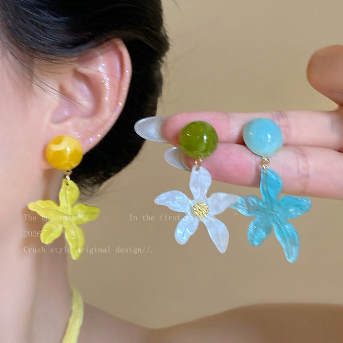 Wholesale Floral Dreams Bohemian Gardenia Earrings for Women Summer Beach Vacation Style Earrings