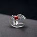 Wholesale 10pcs 925 ancient silver open food ring JDC-RS-NS009 Rings 尼森 red C 10pcs Wholesale Jewelry JoyasDeChina Joyas De China