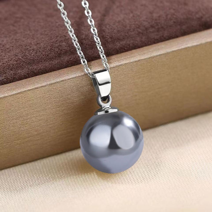 Wholesale 14MM Deep Purple Beads Gold Champagne Gold Purple Pink Imitation Pearl Plated 925 Silver Necklace Women Pendant Accessories Pendant JoyasDeChina 12MM dark gray beaded silver pendant [not with chain] [bulk packaging]] Wholesale Jewelry JoyasDeChina Joyas De China