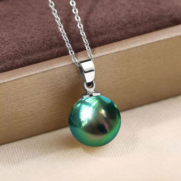 Wholesale 14MM Deep Purple Beads Gold Champagne Gold Purple Pink Imitation Pearl Plated 925 Silver Necklace Women Pendant Accessories Pendant JoyasDeChina 12MM Peacock Green Bead Silver Pendant [not with chain] [bulk packaging]] Wholesale Jewelry JoyasDeChina Joyas De China
