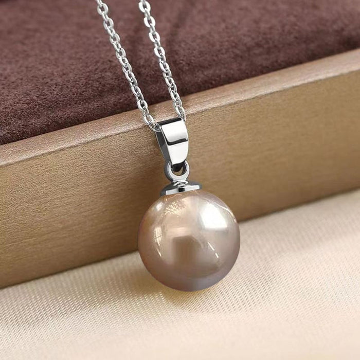 Wholesale 14MM Deep Purple Beads Gold Champagne Gold Purple Pink Imitation Pearl Plated 925 Silver Necklace Women Pendant Accessories Pendant JoyasDeChina 14MM champagne color beaded silver pendant [not with chain] [bulk packaging]] Wholesale Jewelry JoyasDeChina Joyas De China