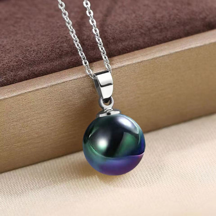 Wholesale 14MM Deep Purple Beads Gold Champagne Gold Purple Pink Imitation Pearl Plated 925 Silver Necklace Women Pendant Accessories Pendant JoyasDeChina 14MM Peacock Green Bead Silver Pendant [not with chain] [bulk packaging]] Wholesale Jewelry JoyasDeChina Joyas De China