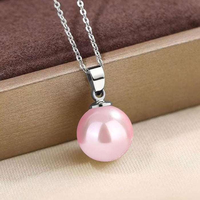 Wholesale 14MM Deep Purple Beads Gold Champagne Gold Purple Pink Imitation Pearl Plated 925 Silver Necklace Women Pendant Accessories Pendant JoyasDeChina 14MM Pink Bead Silver Pendant [not with chain] [bulk packaging]] Wholesale Jewelry JoyasDeChina Joyas De China