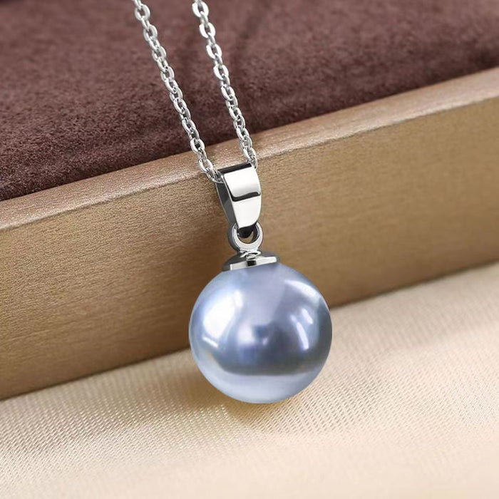 Wholesale 14MM Deep Purple Beads Gold Champagne Gold Purple Pink Imitation Pearl Plated 925 Silver Necklace Women Pendant Accessories Pendant JoyasDeChina 14MM silver gray beaded silver pendant [not with chain] [bulk packaging]] Wholesale Jewelry JoyasDeChina Joyas De China