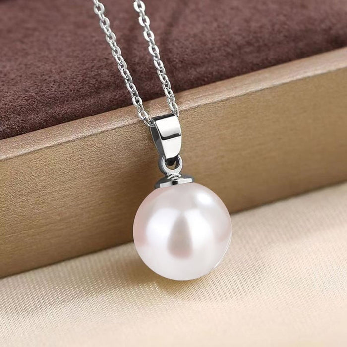 Wholesale 14MM Deep Purple Beads Gold Champagne Gold Purple Pink Imitation Pearl Plated 925 Silver Necklace Women Pendant Accessories Pendant JoyasDeChina 14MM white shell bead silver pendant [not with chain] [bulk packaging]] Wholesale Jewelry JoyasDeChina Joyas De China