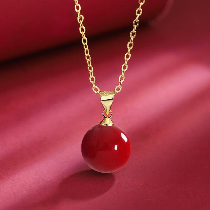 Wholesale 14MM Deep Purple Beads Gold Champagne Gold Purple Pink Imitation Pearl Plated 925 Silver Necklace Women Pendant Accessories Pendant JoyasDeChina Wholesale Jewelry JoyasDeChina Joyas De China