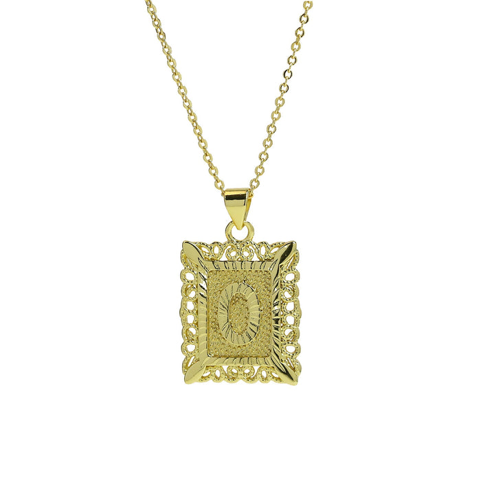 Wholesale 18k Brass Square Square Brand Simple 26 English Letter Pendant Necklace Necklaces JoyasDeChina Necklace o Wholesale Jewelry JoyasDeChina Joyas De China